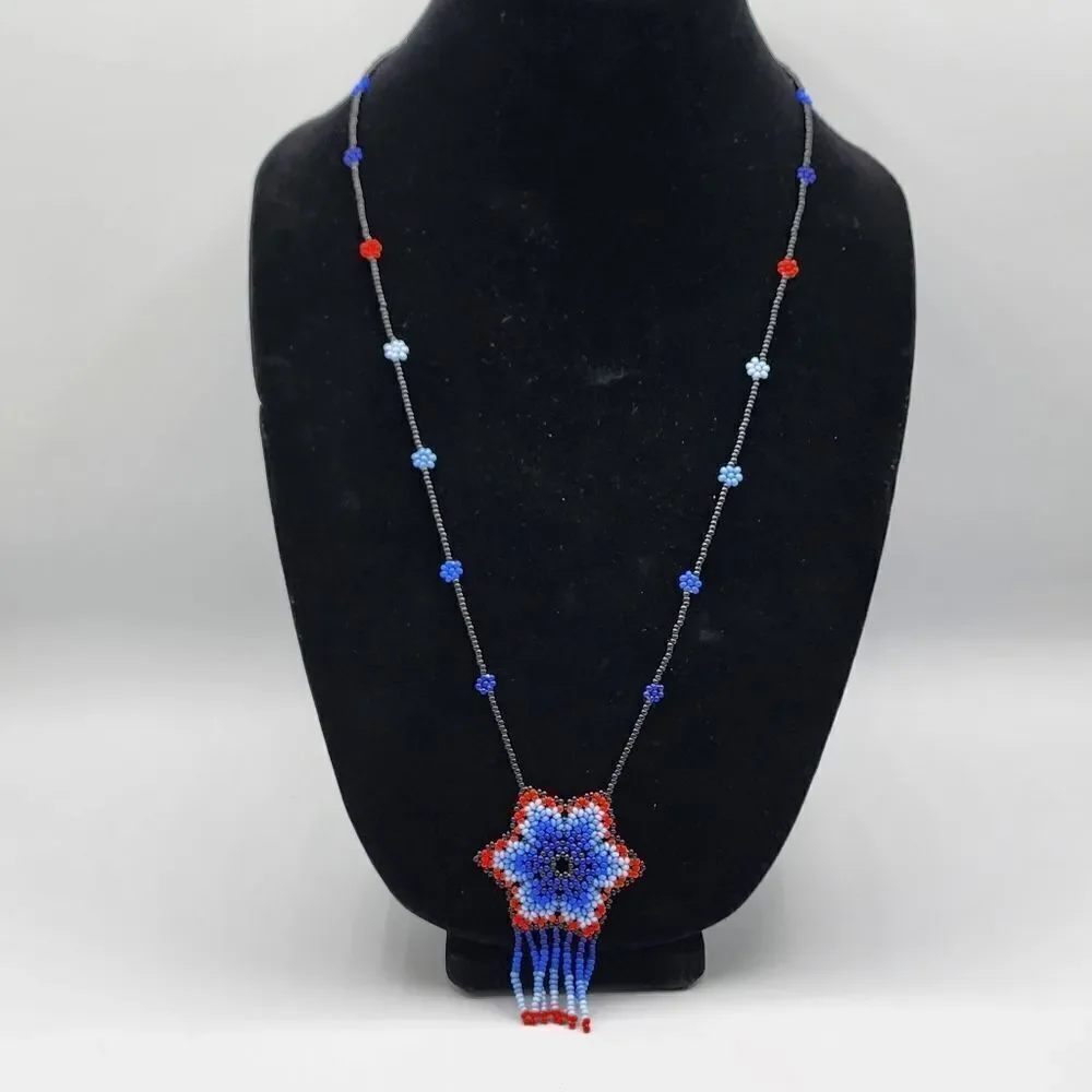 Hand beaded flower necklace